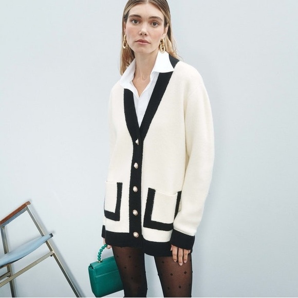 Ronny Kobo Collection Black and Cream Cardigan - Picture 1 of 7